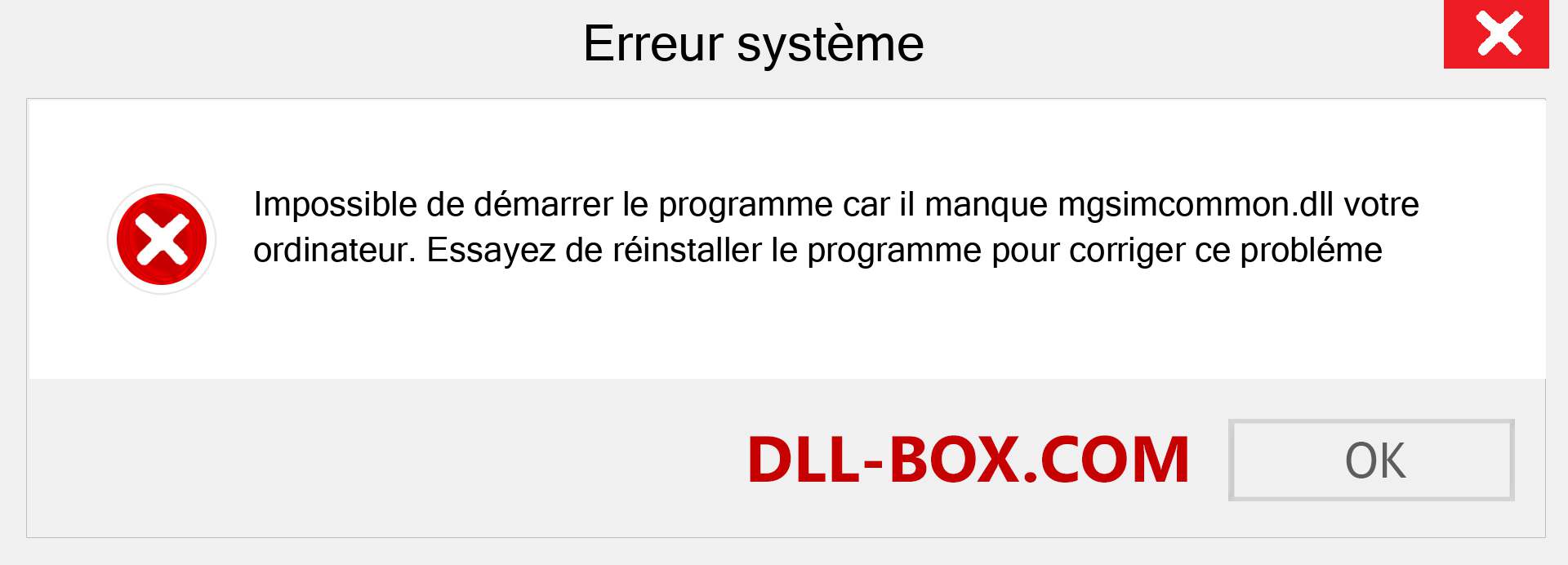 Le fichier mgsimcommon.dll est manquant ?. Télécharger pour Windows 7, 8, 10 - Correction de l'erreur manquante mgsimcommon dll sur Windows, photos, images